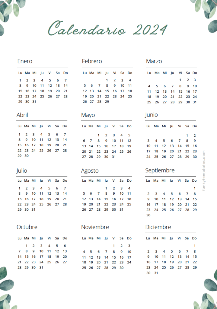 Calendario Anual 2024 Vertical Soft
