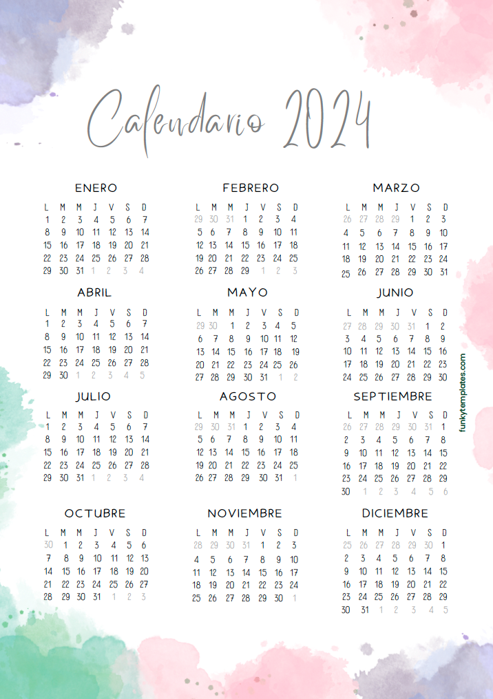Calendario Anual 2024 Vertical Pintura
