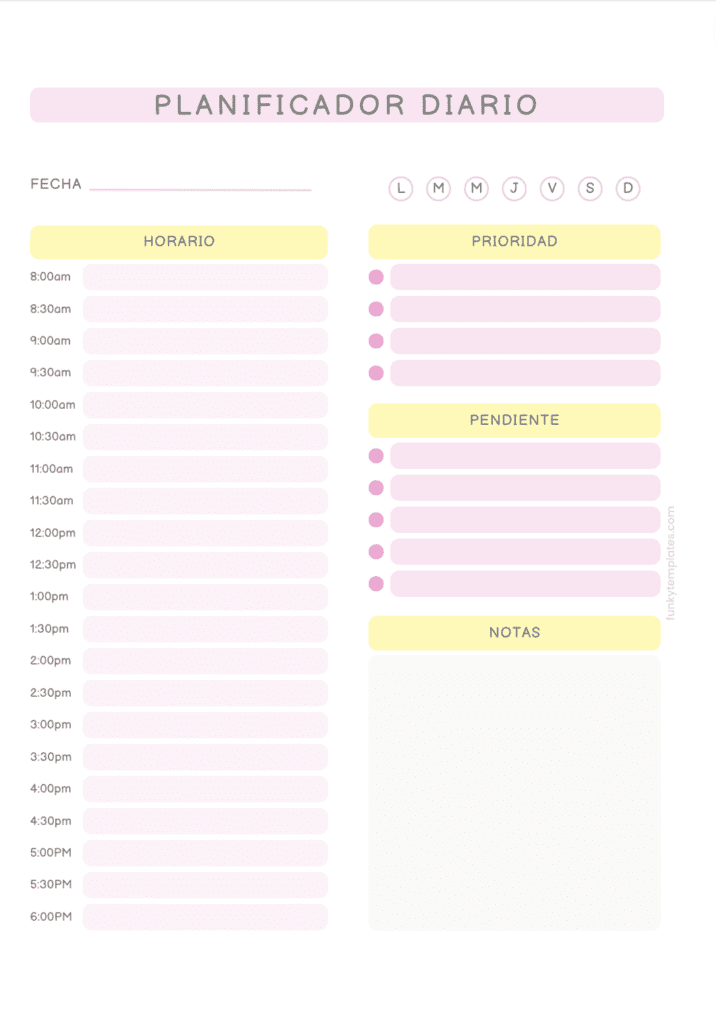 Planificador diario pink