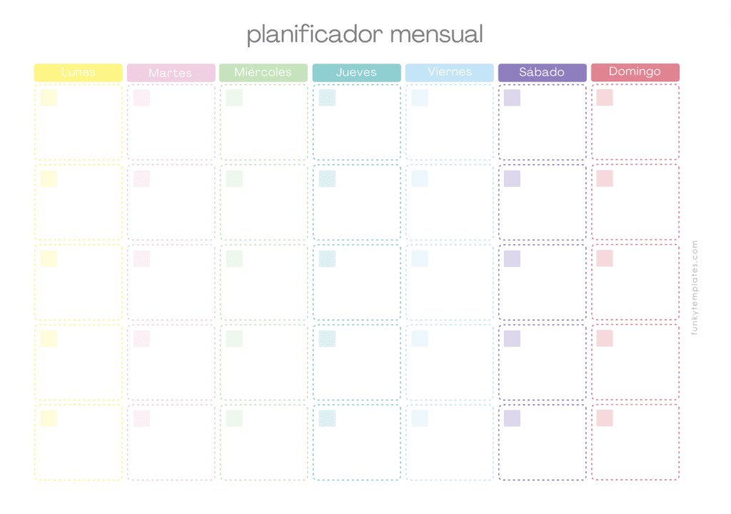 Planificador mensual colores