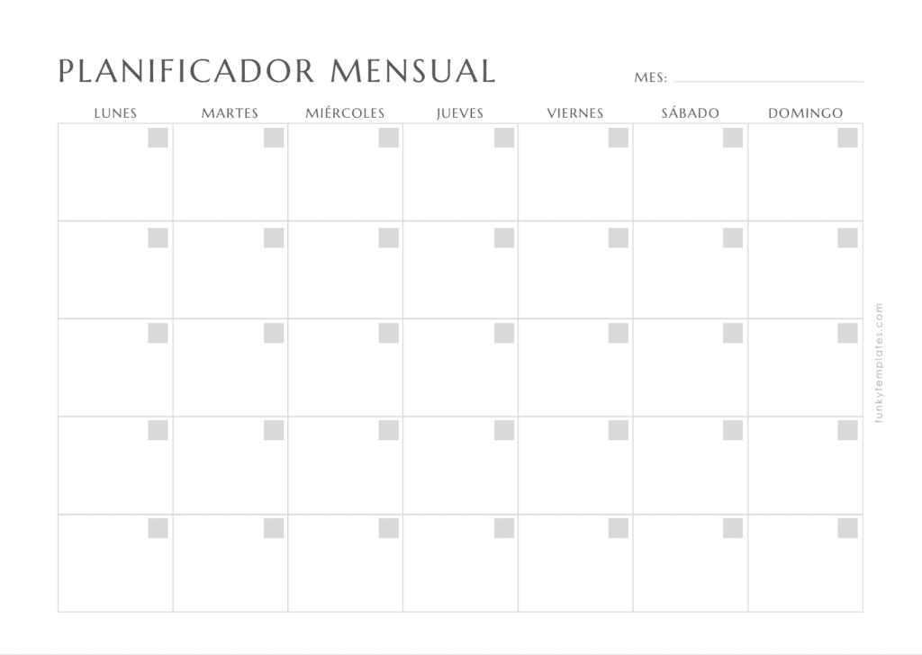 Planificador mensual Gray